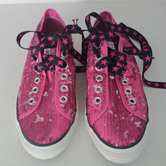 Converse One Star Pink Sequins Sneakers - Picture 1 of 10